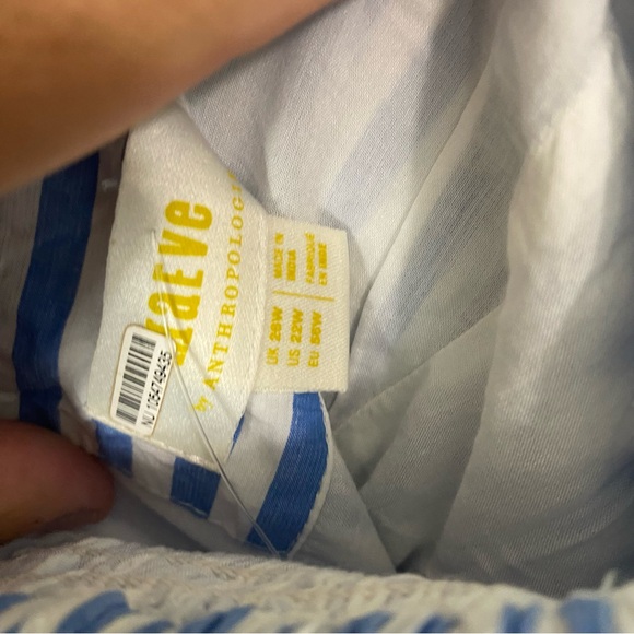 Anthropologie Maeve Tie Back A Line Maxi Dress Striped Blue Beaded Birds 22W - Picture 16 of 16